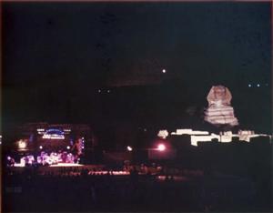 The Sphinx lit up at night for the Grateful Dead Egypt shows