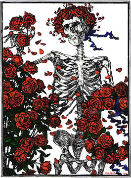 Grateful Dead skeleton and roses