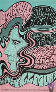 Grateful Dead concert poster for the Fillmore 2-24-67 by Wes Wilson.