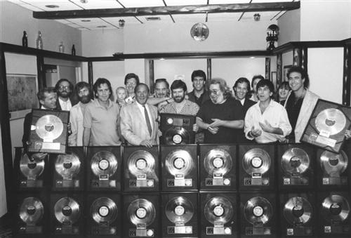 Grateful Dead with their gold records at Madison Square Garden 9-15-88